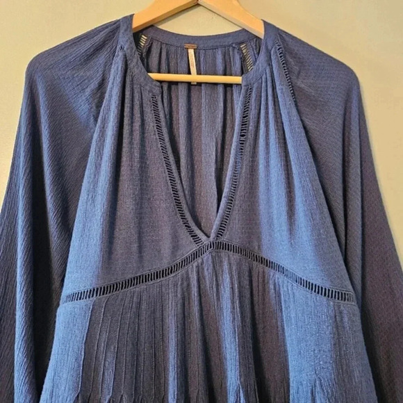 Free People Go Lightly Swing Babydoll Boho Blue Women's Mini Dress Size Small. - Picture 7 of 16